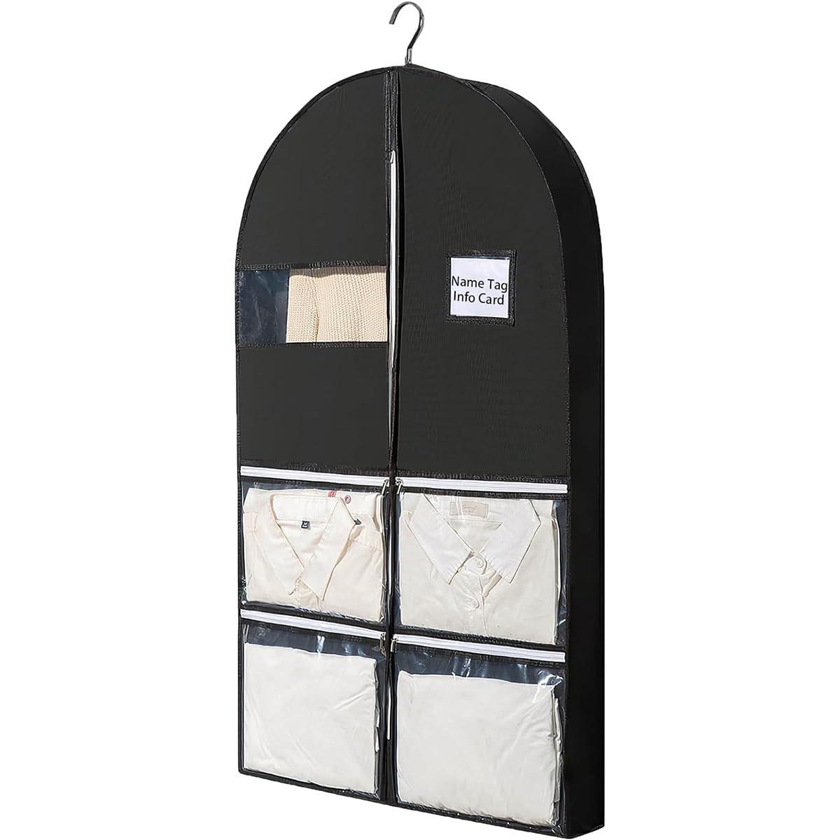 HASTHIP Garment Bag Dust Cover 49.2'' Long Dust Cover for Clothes, Non-woven Fabric Garment Cover with Clear Window and 4 Pockets Hanging Garment Bag for Clothes, Coats, Jackets, Suits, Shirts HASTHIP Garment Bag Dust Cover 49.2'' Long Dust Cover for Clothes, Non-woven Fabric Garment Cover with Clear Window and 4 Pockets Hanging Garment Bag for Clothes, Coats, Jackets, Suits, Shirts